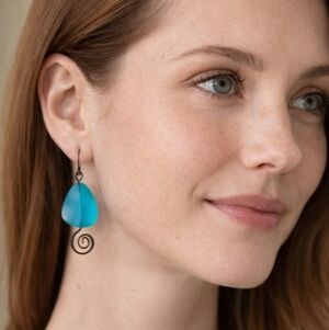 2 Pairs-  Aqua and Sea Glass Earrings